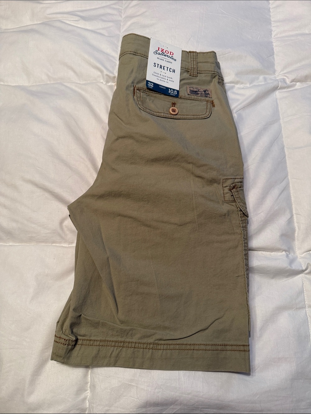 Izod Men's Olive Stretch Cargo Shorts